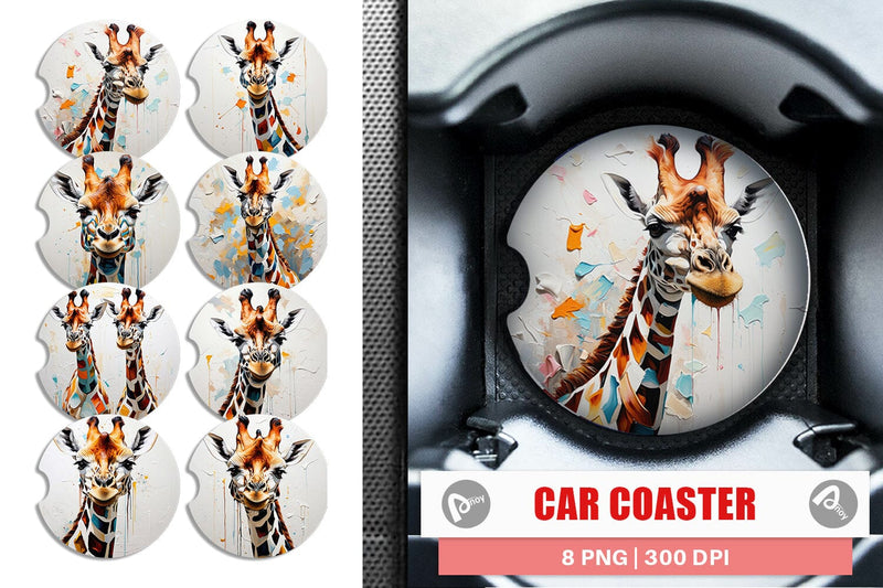 Car Coaster 3D Giraffe Painting Sublimation artnoy 