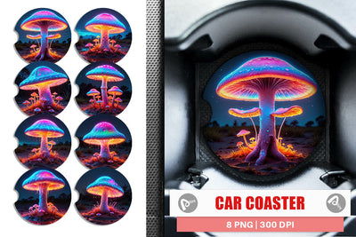 Car Coaster 3D Glowing Mushroom Sublimation artnoy 