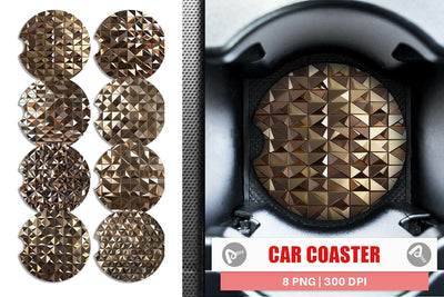 Car Coaster 3D Gold Polygonal Sublimation artnoy 