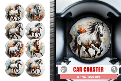 Car Coaster 3D Horse Painting Sublimation artnoy 