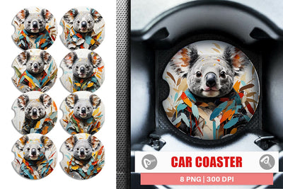 Car Coaster 3D Koala Painting Sublimation artnoy 