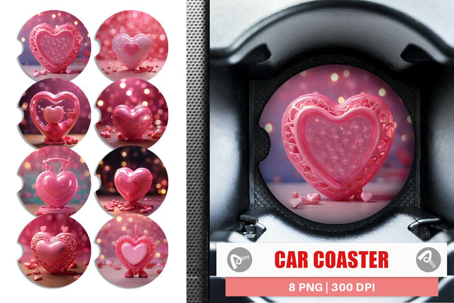 Car Coaster 3D Love Valentine Sublimation artnoy 