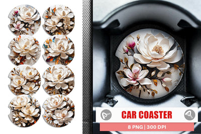 Car Coaster 3D Magnolia Flower Sublimation artnoy 
