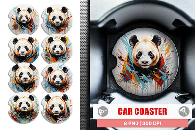 Car Coaster 3D Panda Painting Sublimation artnoy 