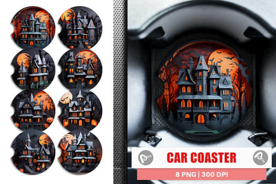 Car Coaster 3D Paper Haunted House Sublimation artnoy 