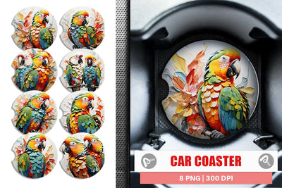 Car Coaster 3D Parrot Painting Sublimation artnoy 