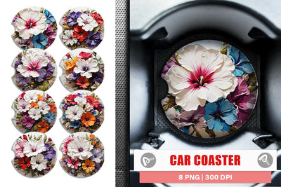 Car Coaster 3D Petunia Flower Sublimation artnoy 