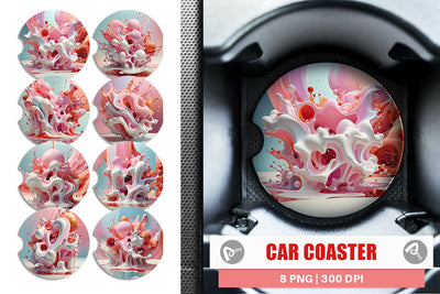Car Coaster 3D Pink Liquid Sublimation artnoy 