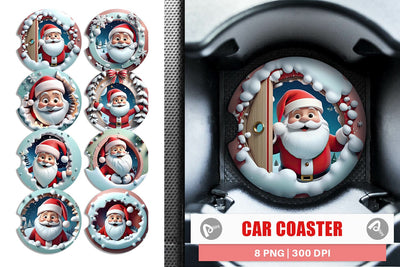 Car Coaster 3D Santa Claus Sublimation artnoy 