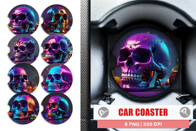 Car Coaster 3D Skull spooky Sublimation artnoy 