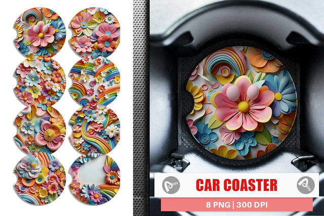 Car Coaster 3D Summer Flowers Sublimation artnoy 