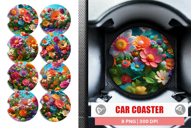 Car Coaster 3D Summer Flowers Sublimation artnoy 