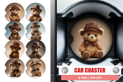 Car Coaster 3D Teddy Bear Sublimation artnoy 