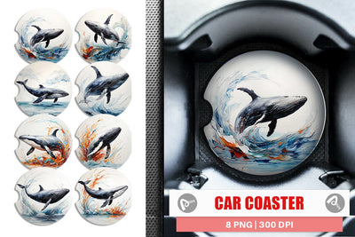 Car Coaster 3D Whale Painting Sublimation artnoy 