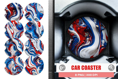 Car Coaster 4th July Marble Texture Sublimation artnoy 