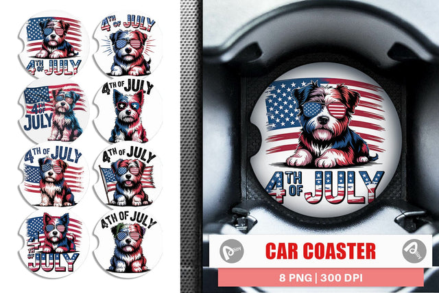 Car Coaster 4th of July Dog Sublimation artnoy 