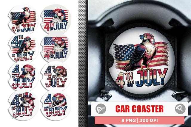 Car Coaster 4th of July Eagle Sublimation artnoy 