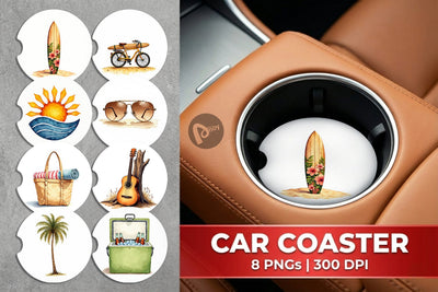 Car Coaster 70s Endless Summer Watercolor Sublimation artnoy 