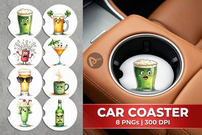 Car Coaster 70s Green Mascot Sublimation artnoy 