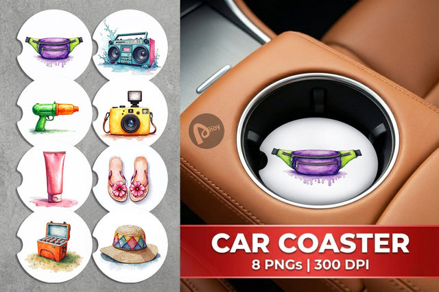 Car Coaster 90s Beach Essentials Sublimation artnoy 