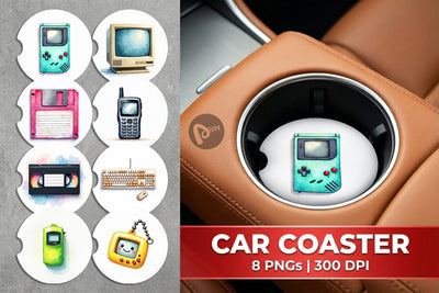 Car Coaster 90s Tech Gadgets Sublimation artnoy 