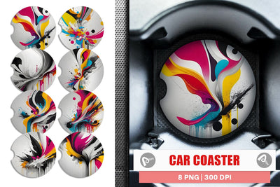 Car Coaster Abstract Vibrant Colors Sublimation artnoy 