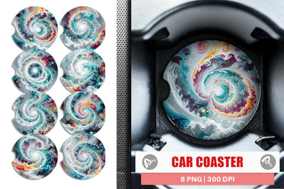 Car Coaster Abstract Vortex Sublimation artnoy 
