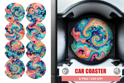 Car Coaster Abstract Watercolor Swirl Sublimation artnoy 