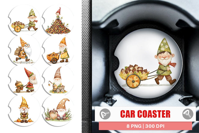 Car Coaster Acorn Gnome Delivery Sublimation artnoy 