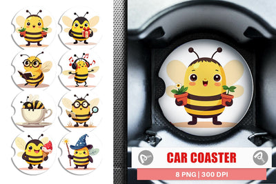 Car Coaster Adorable Bee Sublimation artnoy 