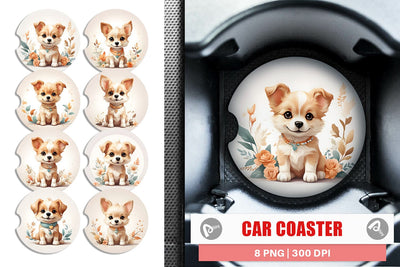 Car Coaster Adorable Cute Dog Sublimation artnoy 