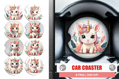 Car Coaster Adorable Cute Unicorn Sublimation artnoy 