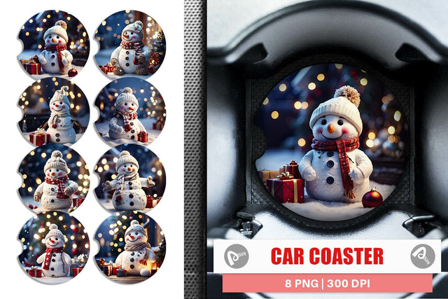 Car Coaster Adorable Snowman Christmas Sublimation artnoy 