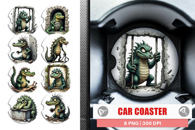 Car Coaster Alcatraz Gator Sublimation artnoy 