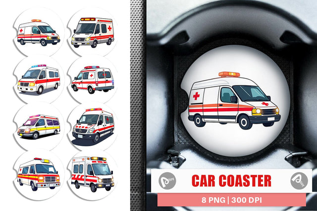 Car Coaster Ambulance Vehicle Sublimation artnoy 