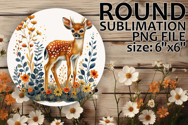 Car Coaster and Keychain Sublimation Deer with Flowers Sublimation afrosvg 