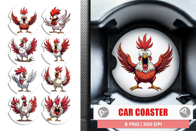 Car Coaster Angry Rooster Sublimation artnoy 