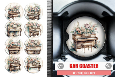 Car Coaster Antique Piano Sublimation artnoy 