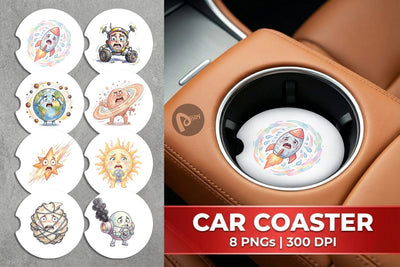 Car Coaster Anxious Space Rocket and Planet Sublimation artnoy 