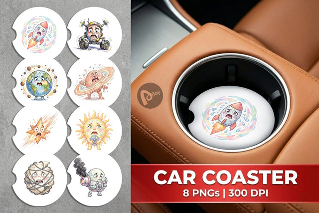Car Coaster Anxious Space Rocket and Planet Sublimation artnoy 