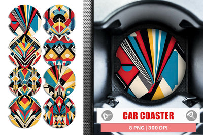 Car Coaster Art Deco Pattern Sublimation artnoy 