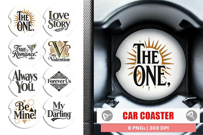 Car Coaster Art Deco Valentine Elegant Quotes Sublimation artnoy 