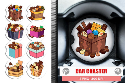 Car Coaster Assorted Chocolate Box Sublimation artnoy 