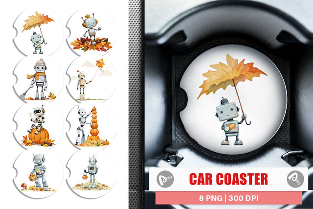 Car Coaster Autumn Bot Friends Sublimation artnoy 