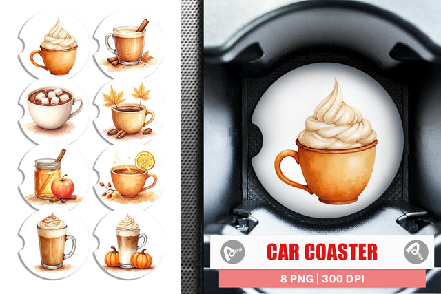 Car Coaster Autumn Drinks Sublimation artnoy 