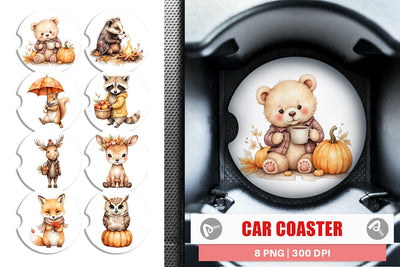 Car Coaster Autumn Forest Cuties Sublimation artnoy 