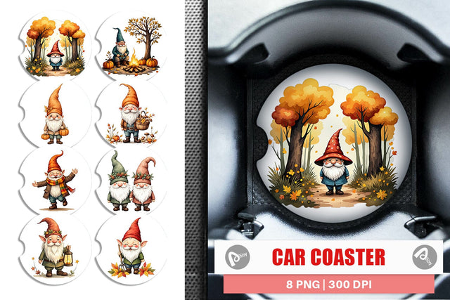 Car Coaster Autumn Gnome Friends Sublimation artnoy 