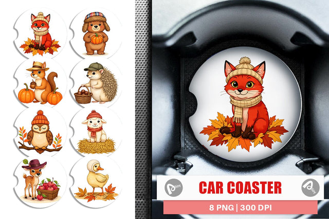 Car Coaster Autumn Hat Critters Sublimation artnoy 