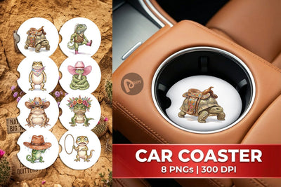 Car Coaster Awkward Desert Animal Boho Watercolor Sublimation artnoy 