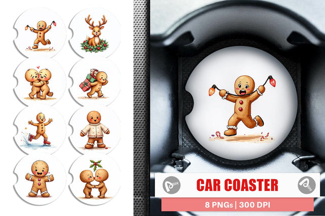 Car Coaster Awkward Holiday Moments Gingerbread Sublimation artnoy 